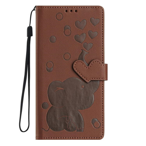 Compatível com Samsung Galaxy A17 5G/A26 5G, capa carteira flip em couro PU marrom de 6,7 polegadas com estampa de elefante, fecho magnético, 1