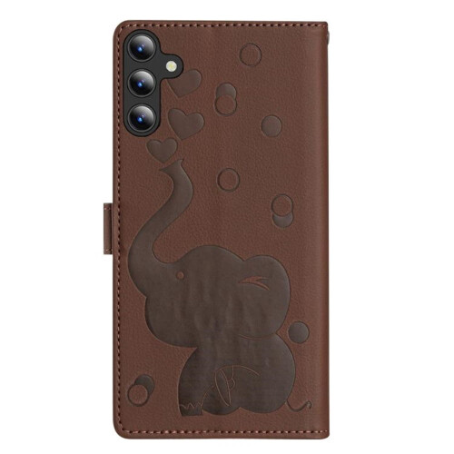 Compatível com Samsung Galaxy A17 5G/A26 5G, capa carteira flip em couro PU marrom de 6,7 polegadas com estampa de elefante, fecho magnético, 2