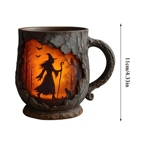 Halloween Witch Themed Ceramic Mug Spooky Forest Decor Coffee Cup 2