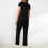 Women's Scrubs Set V-Neck Short-Sleeve Black 4