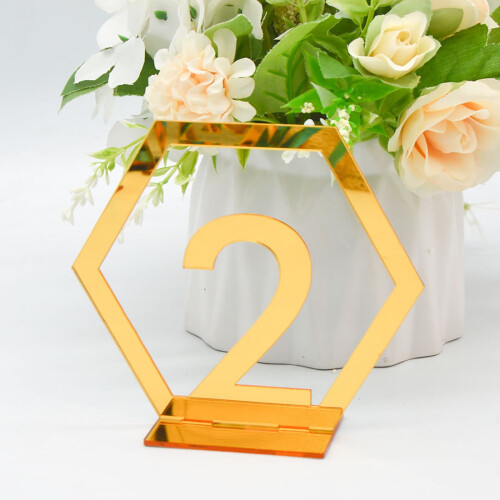 3D Gold Silver Acrylic Table Number Cards 1-15 2