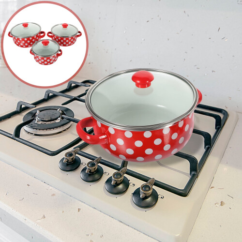 Enamel Stockpot with Lid and Handle 1 Set 2