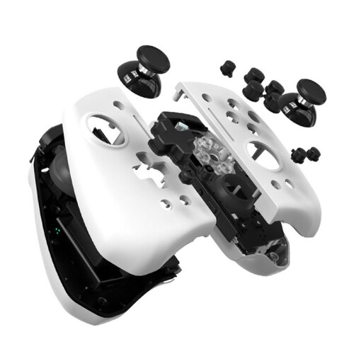 LinYuvo Wireless Gamepad for   Replacement with Colorful Lights Six-Axis Gyro Back Button Wake- Feature White 2