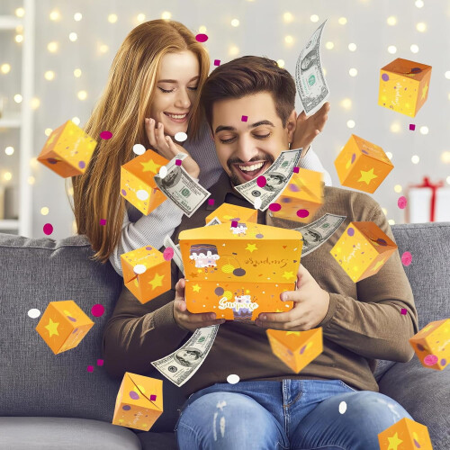 Boîte cadeau explosive, enveloppe rouge avec confettis, 1 pièce 1