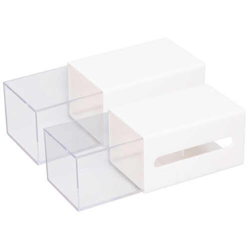Non Slip Base Stackable Storage Drawer With Transparent Compartment Design, Multi Functional Organizer For Office And Bathroom Use, Minimalist Space 2