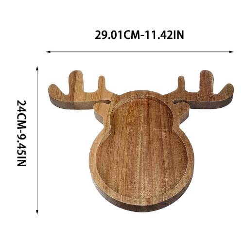 Christmas Tree-Shaped Wood Serving Tray, Thick & Stackable with Raised Edges – Compatible with Holiday Snacks & Drinks 2