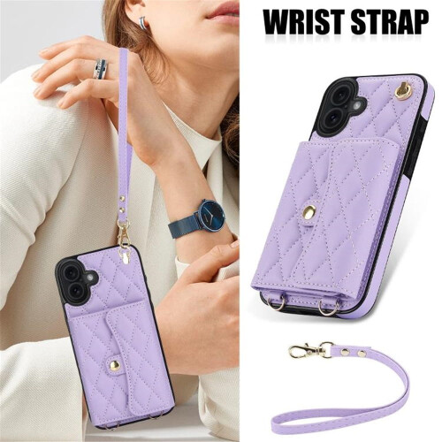 Purple RFID-Blocking Flip Wallet Case for iPhone 16 Plus 1