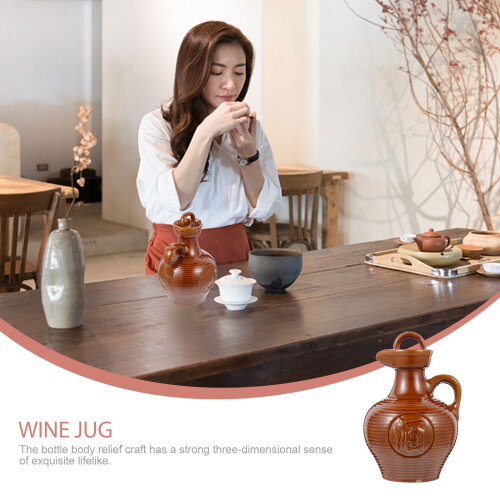 Clay Pitcher for and Elegant Ceramic Wine Jug Brown 1Pack 1