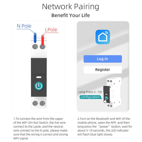 Έξυπνος διακόπτης κυκλώματος TUYA WiFi 1P6A10A16A20A25A32A40A50A63A Έξυπνος διακόπτης ασύρματου 2