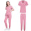 Black Scrubs Set for Women Solid Loose Fit with Ankle Cuff 5