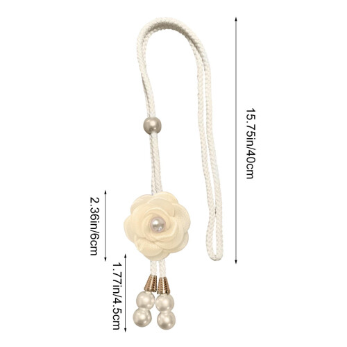 Camellia Tassel Tiebacks with Pearls Adjustable Braided Rope 2