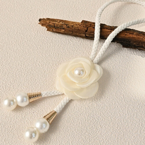 Camellia Tassel Tiebacks with Pearls Adjustable Braided 2