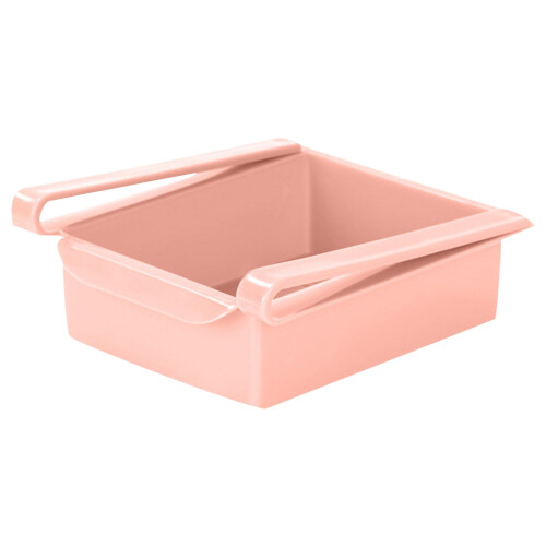 Storage Box 16.5x15.5x7cm Plastic Refrigerator Pull Out Storage Box Drawer with Drainage Holes(Pink,1Pcs) 1