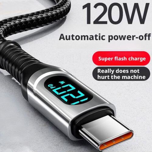 Καλώδιο δεδομένων USB σε Type-C 120W6A με γρήγορη φόρτιση, καλώδιο Type-C με ψηφιακή οθόνη 1