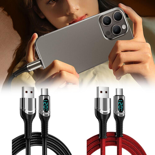 Καλώδιο δεδομένων USB σε Type-C 120W6A με γρήγορη φόρτιση, καλώδιο Type-C με ψηφιακή οθόνη 2