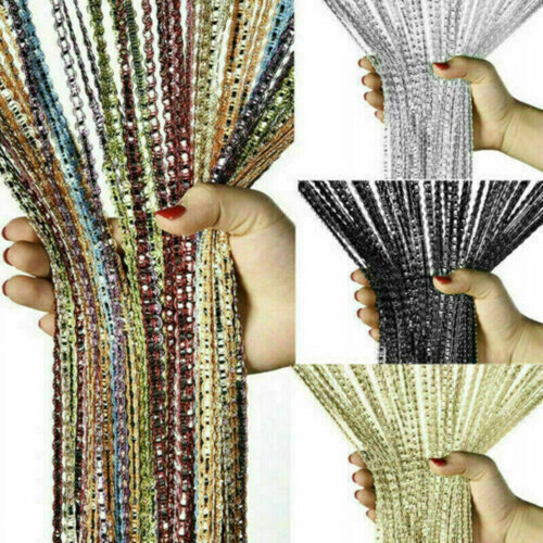 Hanging Beaded Curtains String Curtain Panels Door Fly Screen Room Divider 2PC 1