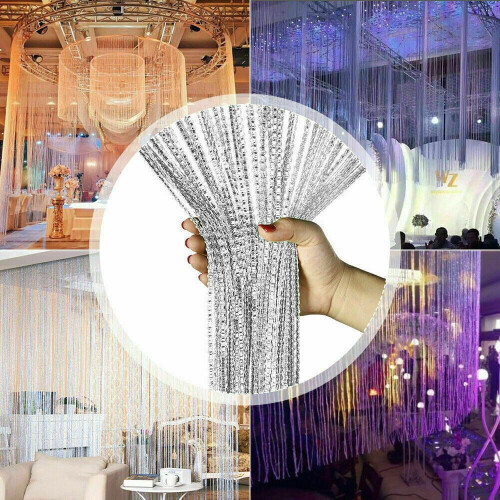 Hanging Beaded Curtains String Curtain Panels Door Fly Screen Room Divider 2PC 2