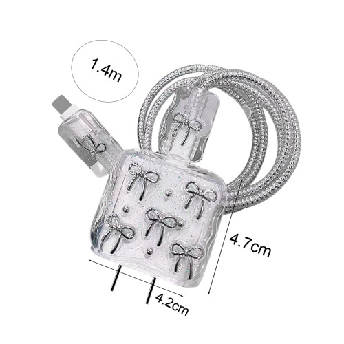 Προστατευτικό καλωδίου USB-C, τρισδιάστατο κάλυμμα με φιόγκο για iPhone20W, 1