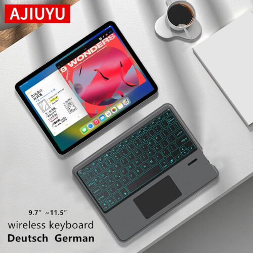 Deutsch Wireless Bluetooth Backlight Touchpad Keyboard For Phone compatible with iPad Tablet Laptop German keyboard For Android iOS Windows 1