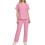 Women's V-Neck Scrubs Top Pink Plus Size 2X 2