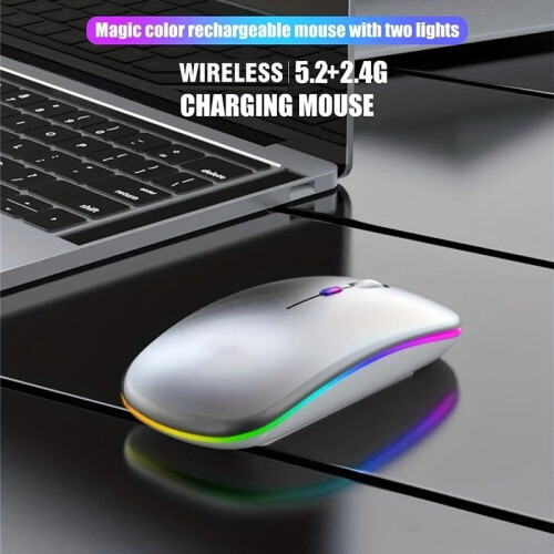 Wireless Mouse Gaming Mouse Backlight USB Compatible RGB Rechargeable Mice Silent Backlit Ergonomic Gaming Mouse for Laptop PC 2