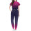 Women's Scrubs Set Pink Solid V-Neck Blouse and Drawstring 2