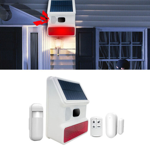 433Mhz Solar Outdoor Siren With Led Flashing Light Function As Alarm System 2