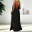 Women's Black Sleeveless Cami Dress with Split Hem 2