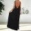 Women's Black Sleeveless Cami Dress with Split Hem 7