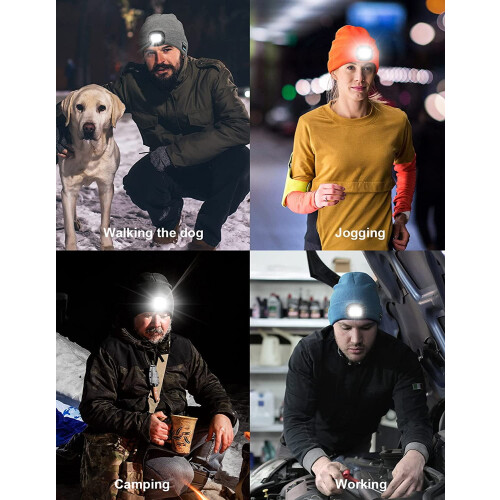 Καπέλο Bluetooth Beanie με φως, χειμερινό μουσικό πλεκτό καπέλο, καπέλο LED για τρέξιμο, 2