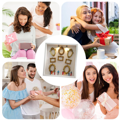 Mini Gold Photo Frame Silhouette Box Set – 8 Frames & 8 1