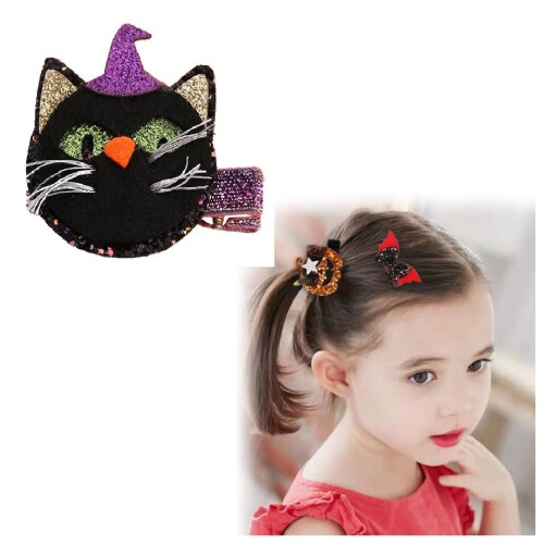 Ενήλικα παιδιά Halloween Mesh Φουρκέτα, Κλιπ μαλλιών με κολοκύθα, χαριτωμένα αξεσουάρ 1