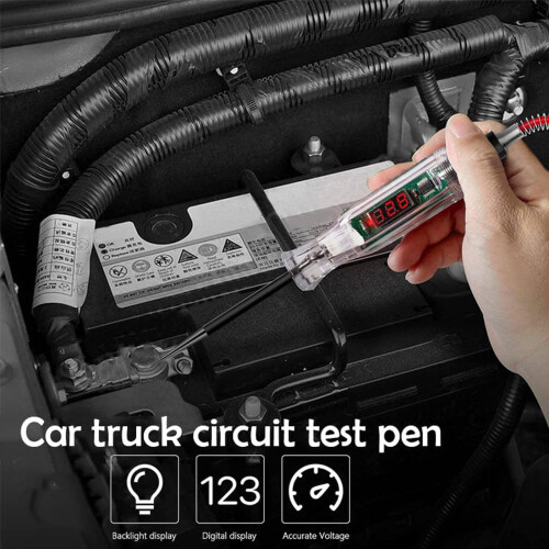 Insulation Protective Rubber Tip Computer Safe Universal Fit Extended Spring Wire Automotive Electrical Volt Test Light With Voltage Range DC5 90V 1