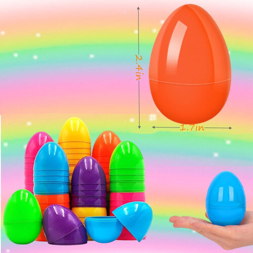 Plastic Easter Eggs Bulk,50Pcs Plastic Fillable Easter Eggs,2.4" Colorful Bright Easter Eggs for Easter Hunt,Easter Basket Stuffers Fillers/ J02 1
