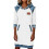 Women's Denim Patchwork Hooded Sweatshirt Dress White XL 2