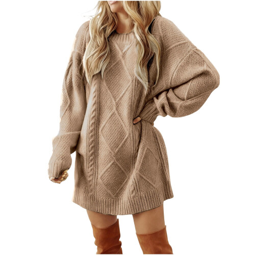 Damen-Strickkleid aus Unifarben, lässig und gemütlich 1