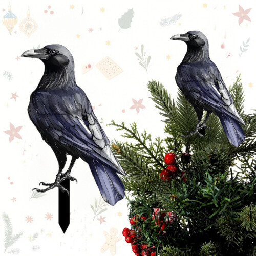 Halloween Crow Ornament Black Plastic Garden and Tree Decor 1