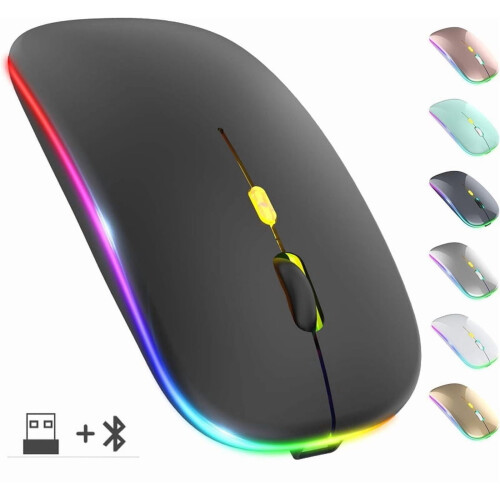 Ασύρματο ποντίκι RGB επαναφορτιζόμενα ποντίκια Bluetooth ασύρματο υπολογιστή Mause LED με 1