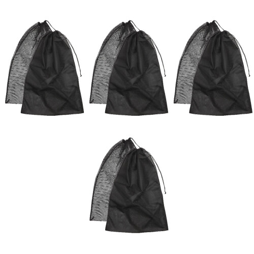 8Pcs Mesh Laundry Bags Black Drawstring Travel Storage Pouches 2