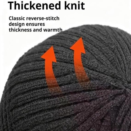Sherum Cozy Beanie Πλήρης Κάλυψη Αυτιών Διπλής Επίστρωσης Ζεστό Πλεκτό 1