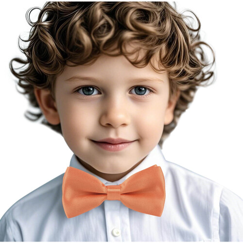 Bow Ties Solid Color Adjustable Bow Tie Collection for Kids and Boys Orange Free Size 1