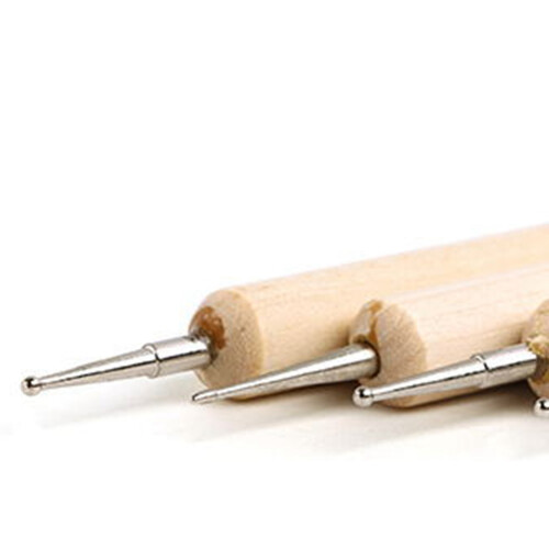 Precision Diameter Rounded Tip Double End Tracing Dotting Tool Smooth Surface Wooden Handle Embossing Stylus Set Fine Details Creative Use 2