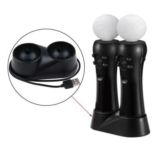 Convenient Storage Rack Charging Station for PlayStation Move Controllers, LED Indicator & Wireless Bluetooth Compatibility, Compact Lightweight Dual 2