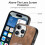 Capa retrô em couro com suporte giratório circular, à prova de choque, compatível com iPhone 16 Pro, marrom. 5