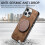 Capa retrô em couro com suporte giratório circular, à prova de choque, compatível com iPhone 16 Pro, marrom. 6