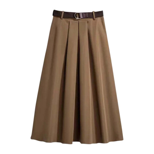 Women's A-Line Midi Skirt Solid Color Nylon Spandex Elastic 1