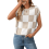 Damen Sommer Pullover mit Rundhalsausschnitt, kurzen Ärmeln und Farbblock-Design, Größe M 2