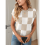 Damen Sommer Pullover mit Rundhalsausschnitt, kurzen Ärmeln und Farbblock-Design, Größe M 5