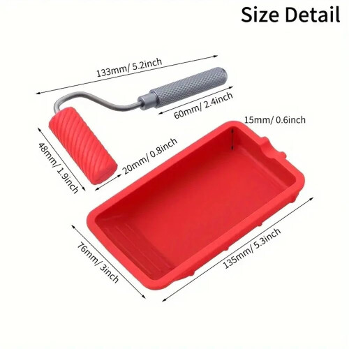 Reusable Silicone Woodworking Glue Roller with Tray - Carpenter's Paint Application Tool Container 1