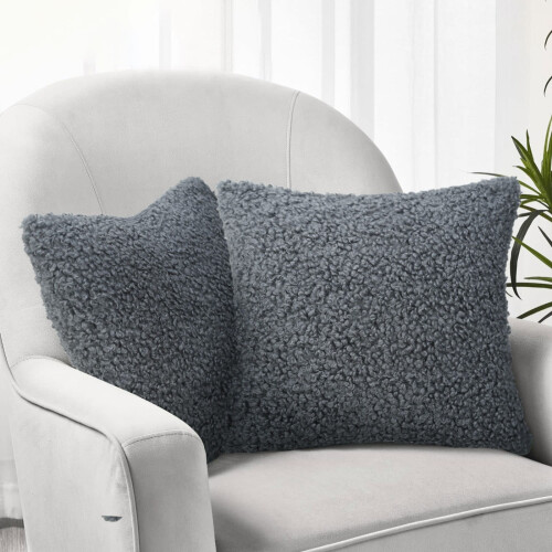 Μαξιλαροθήκη Boucle 18x18 ιντσών, διακοσμητική θήκη μαξιλαριού από μαλακό μαλλί – 2